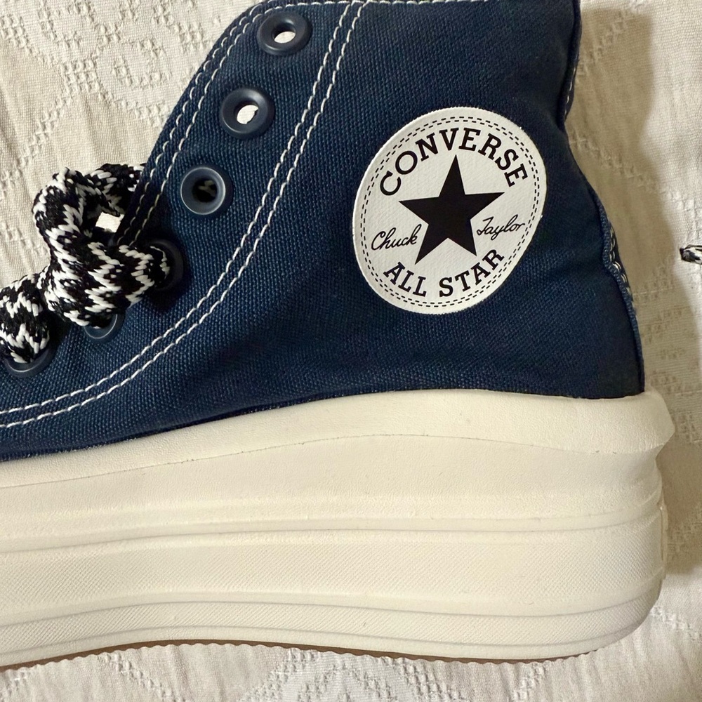 Chuck Taylor All Star Move Platform Women's High-Top Sneakers - Navy and White - Picture 15 of 16
